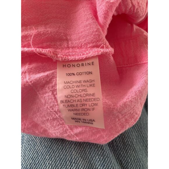 Honorine Tabitha Hot Pink Cotton Gauze Mini Dress Ruffle Sleeve Size M Button Up - Picture 8 of 8